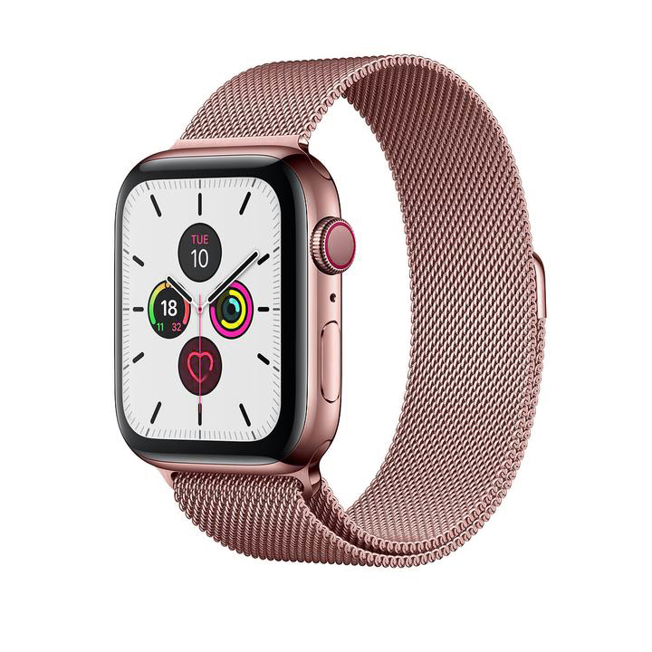Rose gold Milanese loop Apple Watch strap — source product photo